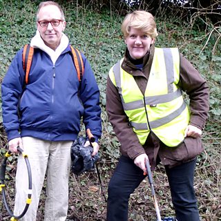 American author David Sedaris takes Clare Balding on a litter-picking walk in West Sussex.